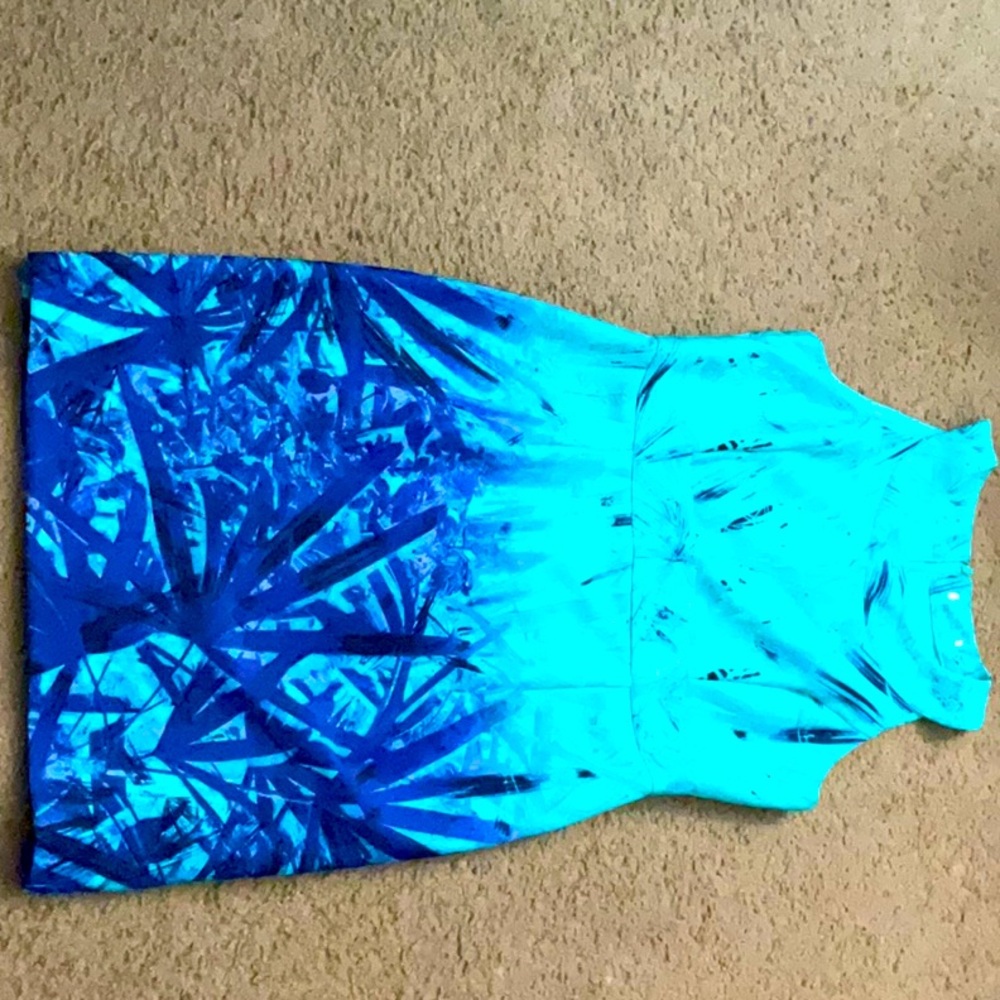 Blue and green sleeveless dress
